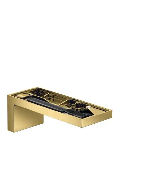 Wannenarmatur in glänzendem Gold-Finish, designed von AXOR. Das Produkt zeigt eine moderne, flache Kante und einfache Linienführung ohne Verkleidung.